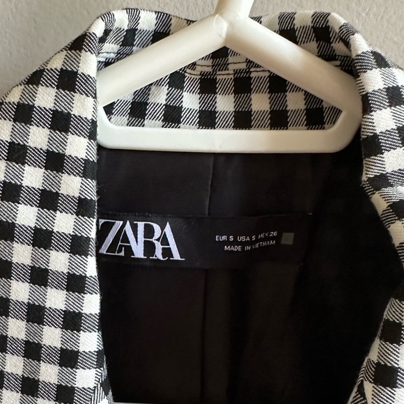 Zara Black and White Checkered Blazer - Size S - Picture 5 of 5